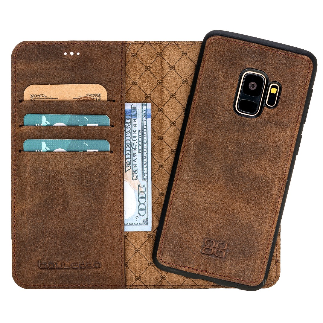 Husa piele naturala 2in1, portofel + back cover, Samsung Galaxy S9, Bouletta Magic Wallet, Antique coffee
