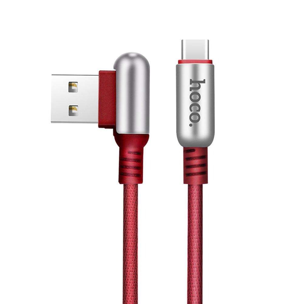 Cablu incarcare rapida, textil, impletit , capete aliaj zinc, USB + Tip C - Hoco, Rosu