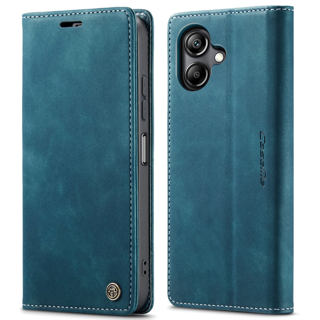 Husa pentru Samsung Galaxy A07 4G – CaseMe, tip carte, piele, functie portofel, stand, finisaj catifelat, Albastru - Fjord Blue