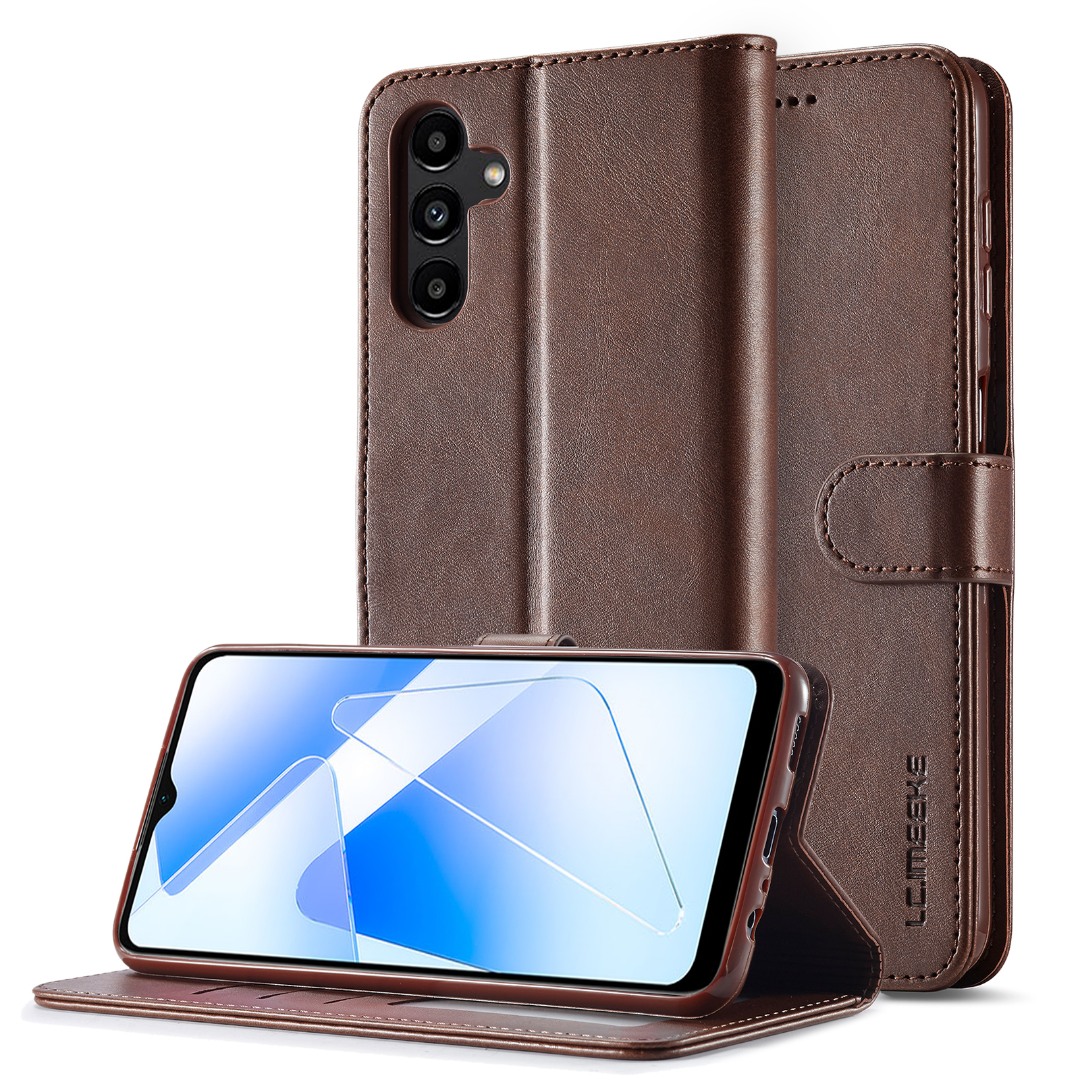 Husa piele, tip portofel, inchidere magnetica, stand, suport moale la culoarea husei, Samsung Galaxy A56 - CaseMe, Maro coffee