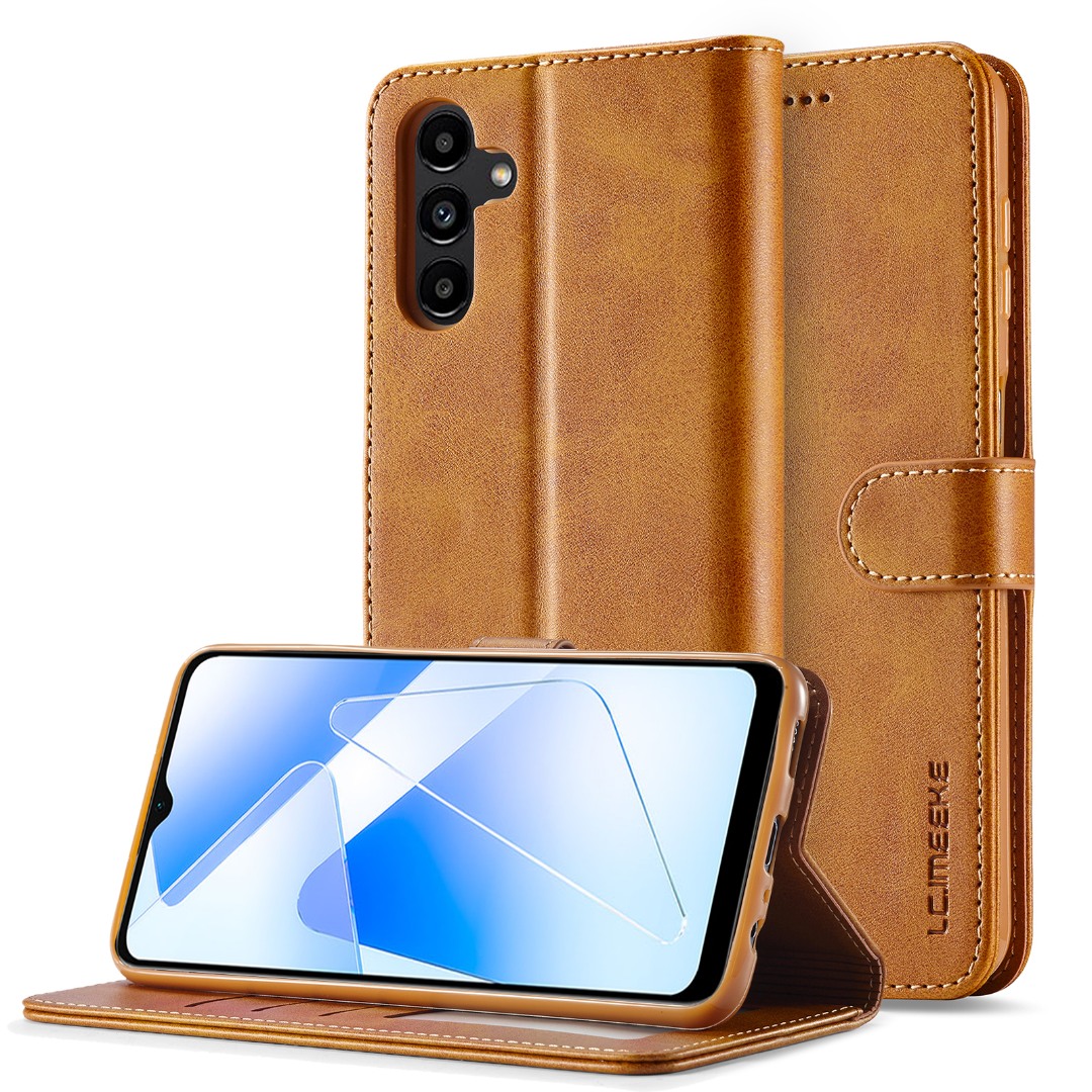 Husa piele, tip portofel, inchidere magnetica, stand, suport moale la culoarea husei, Samsung Galaxy A56 - CaseMe, Maro