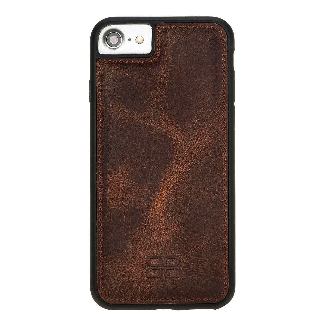 Husa slim piele naturala + rama TPU moale, tip back cover, iPhone SE 2 (2020), iPhone 8, iPhone 7 - Bouletta Flex Cover, Antique brown