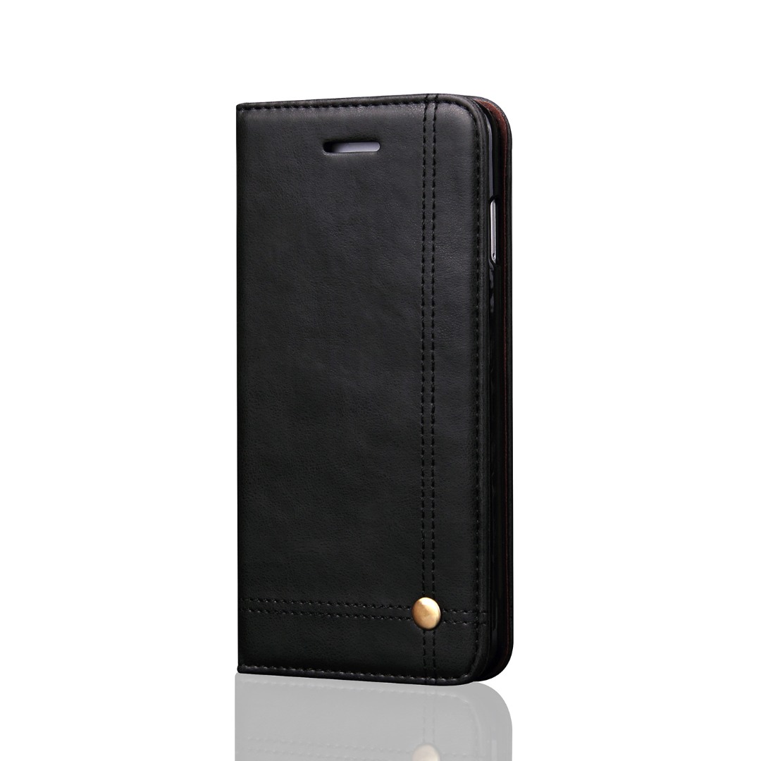 Husa piele, tip portofel, cusaturi ornamentale, stand, inchidere magnetica, Samsung Galaxy S9 - CaseMe, Negru