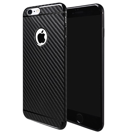 Husa slim din TPU, aspect fibra de carbon, back cover, iPhone 6 / 6s - Hoco, Negru
