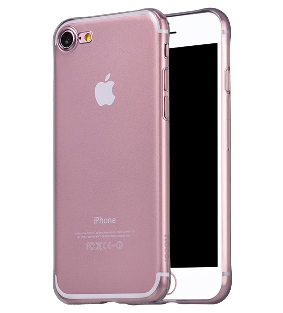 Husa ultra slim din silicon + gel TPU, tip back cover, iPhone 8 / iPhone 7 - HOCO Light, Negru transparent