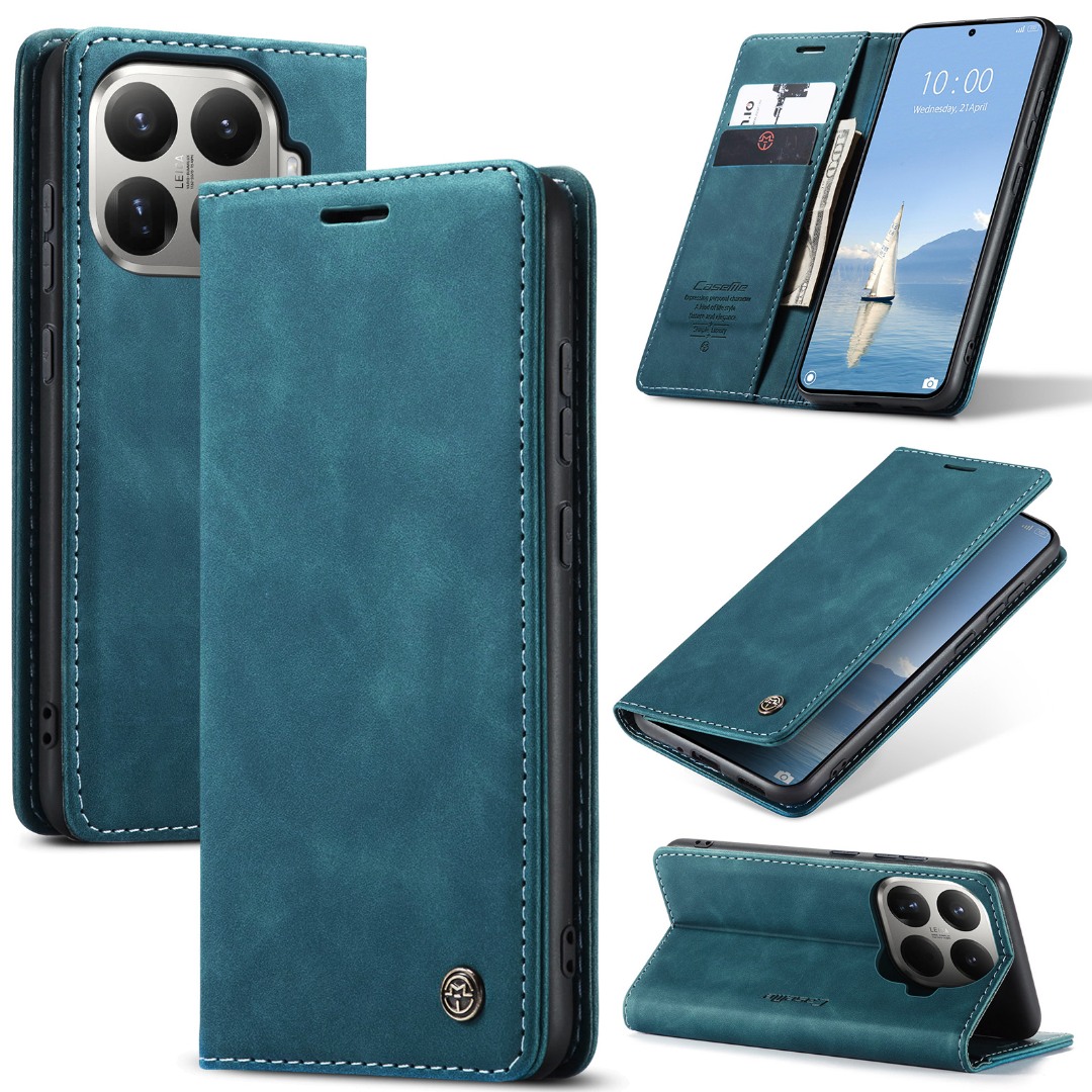 Husa pentru Xiaomi 15T Pro – CaseMe, tip carte, piele, functie portofel, stand, finisaj catifelat, Albastru - Fjord Blue
