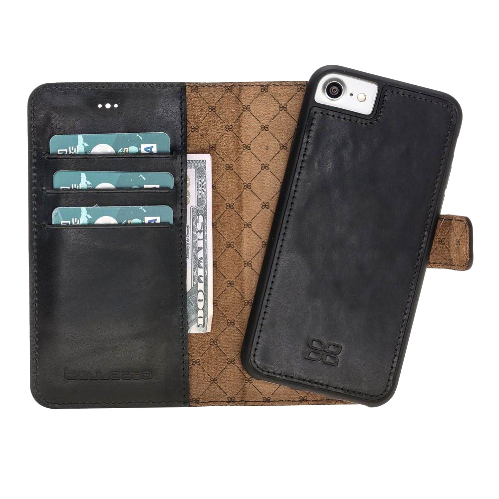 Husa piele naturala 2in1, portofel, back cover, iPhone SE 2 (2020) / iPhone 8 / iPhone 7 - Bouletta Magic Wallet, Negru
